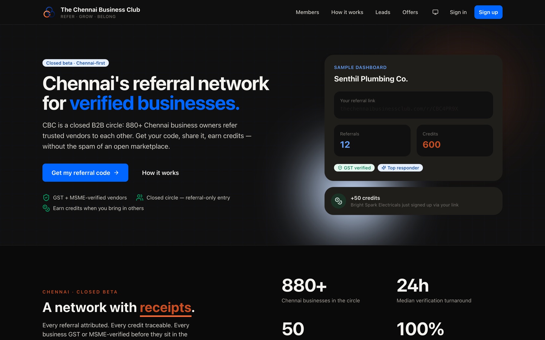 Chennai Business Club website